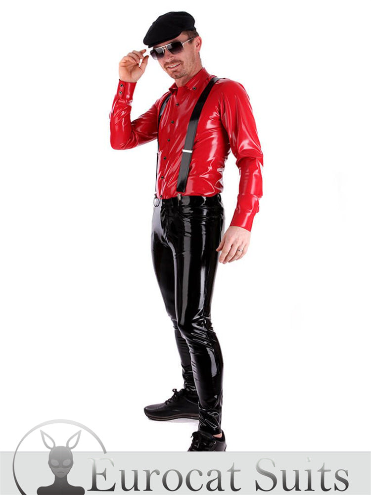 Catsuit Latex men pants rubber trousers Slim Fit Men's Latex Jeans