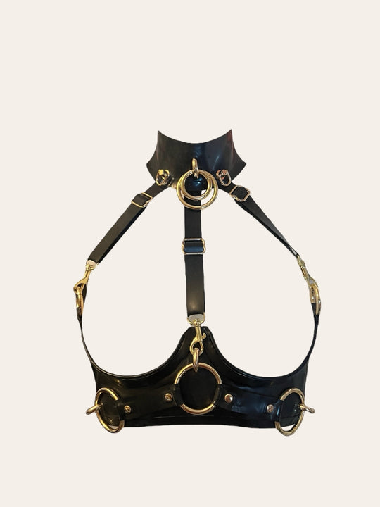 Latex Cupless Bra With Choker
