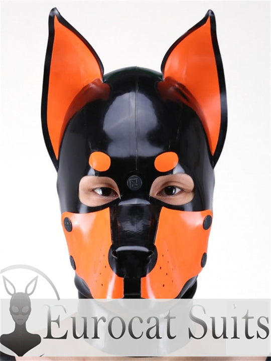 eurocat Male Latex Hood Rubber Fetish Wear Cosplay catsuits PUPPY  DOBERMAN MASK