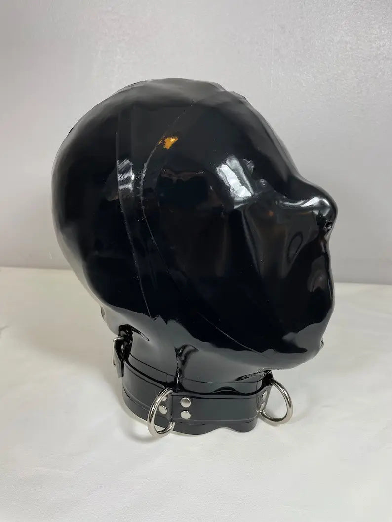 Latex Full Face Hood with No Eyes