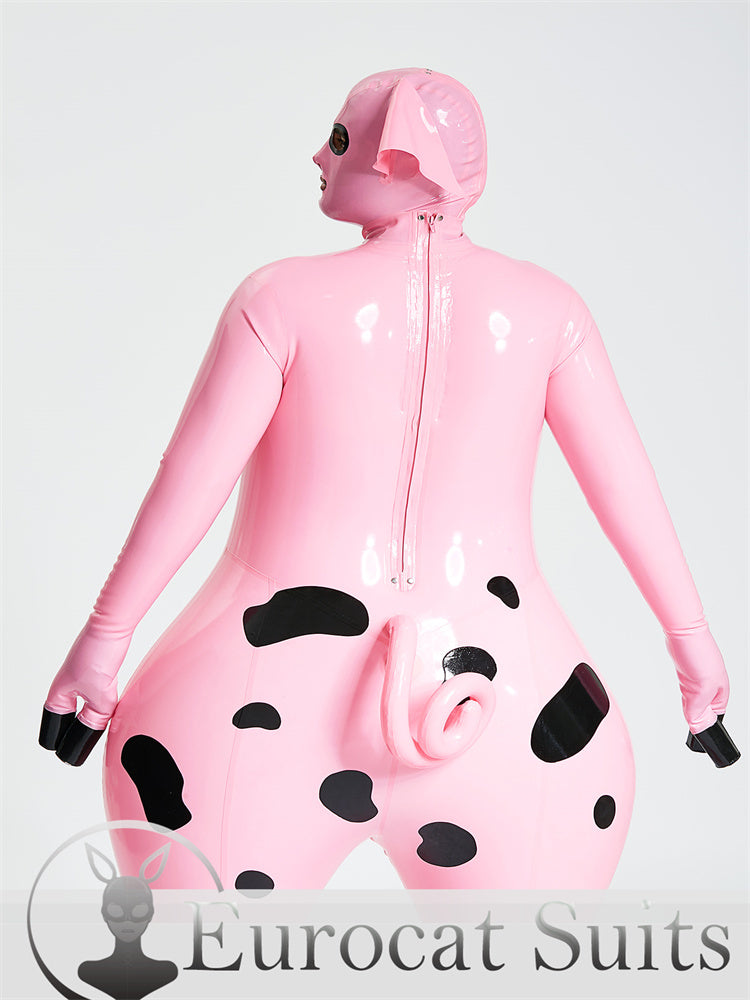 eurocat Male Latex sexy Unisex Inflatable Pig Suit main color is  Bubblegum Pink