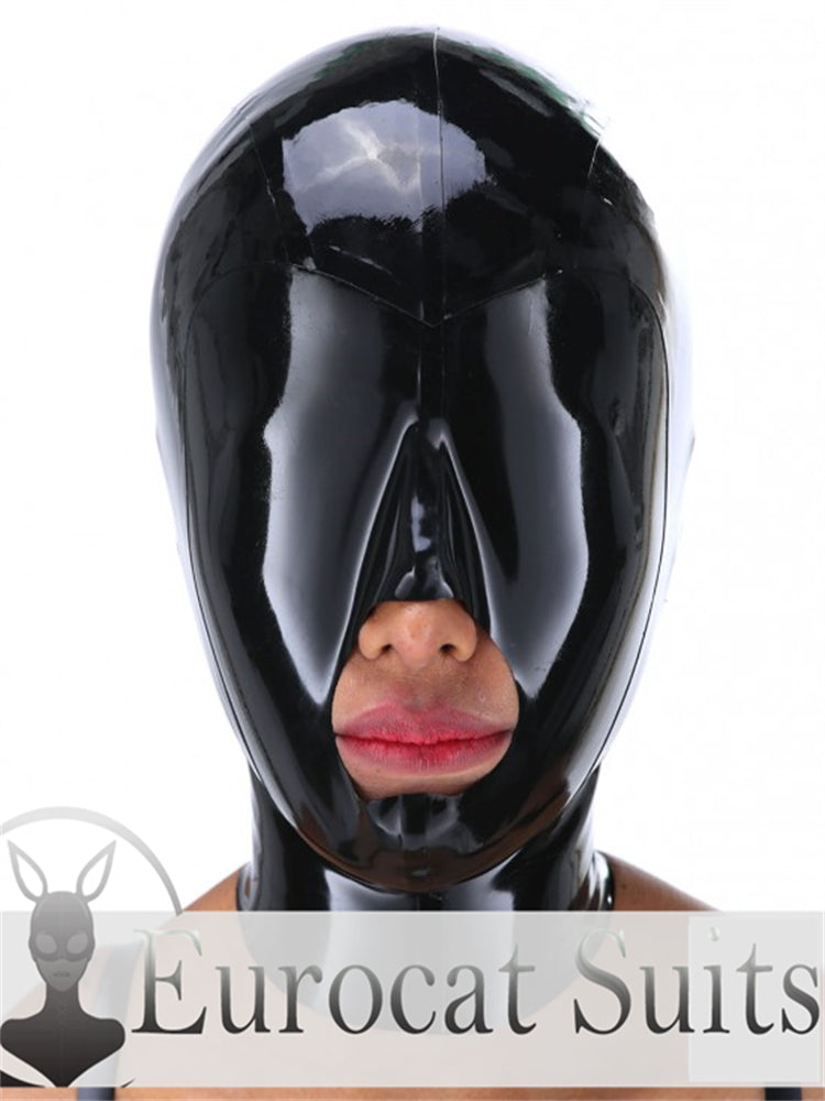 eurocat Male Latex Hood Rubber Fetish Wear Cosplay catsuits MASK BIG MOUTH