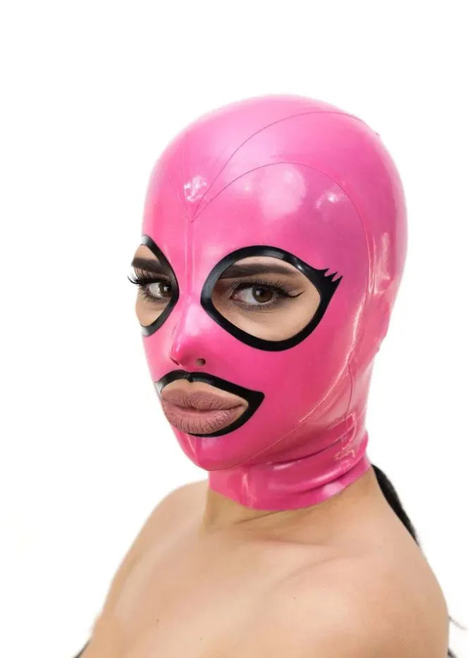 Latex Hood with Eyelashes contrast trim