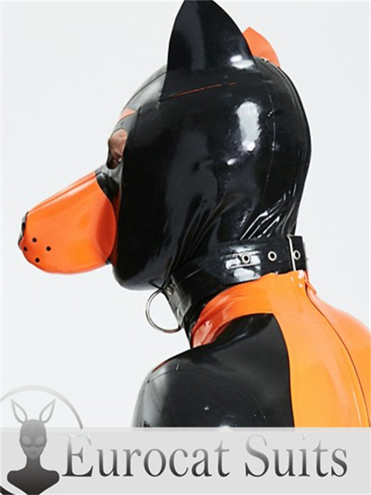 eurocat Male Latex mask Rubber Fetish Wear Cosplay catsuits PUPPY  Hood