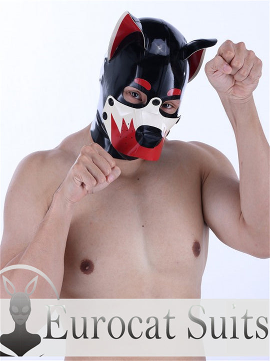 eurocat Male Latex Hood Rubber Fetish Wear Cosplay catsuits PUPPY MASK