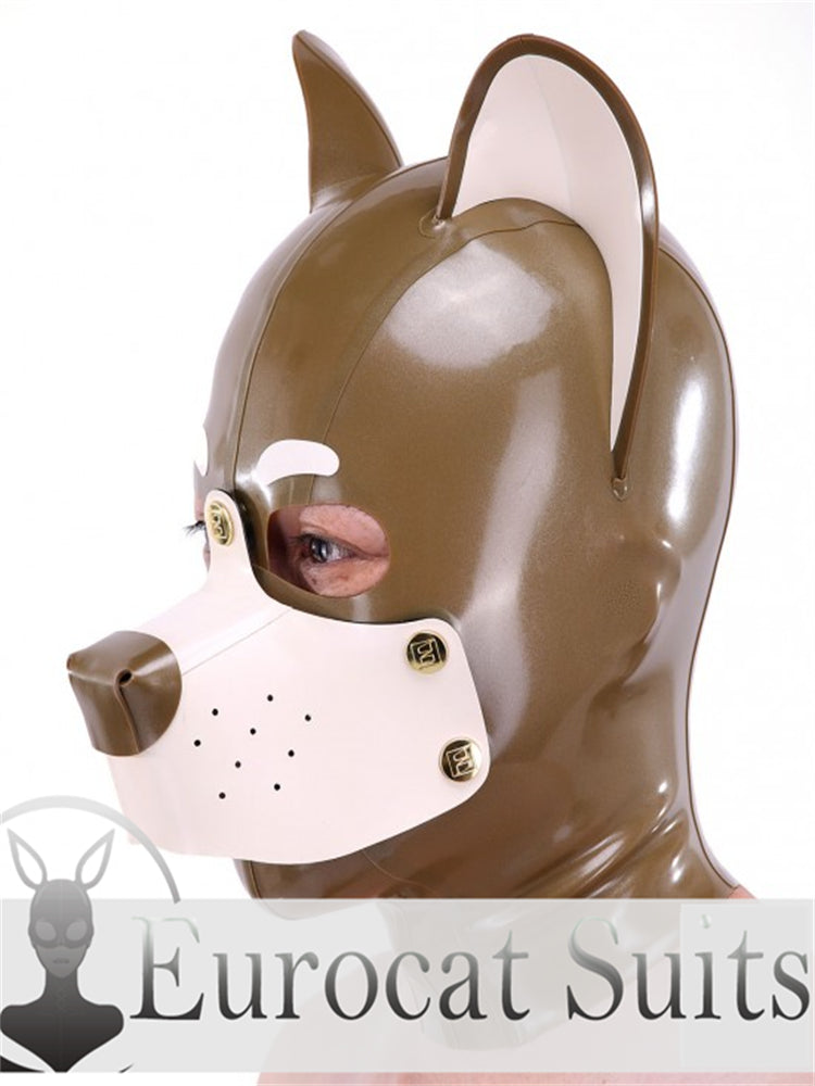 eurocat Male Latex Hood Rubber catsuits  Fetish Wear Cosplay PUPPY MASK