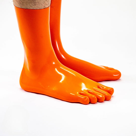 Short latex orange five toe socks