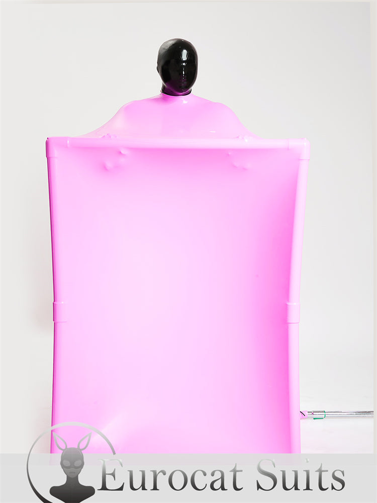 eurocat Male Latex hood fetish wear vacuum cube Rubber Mask Eyes Club Cosplay Bubblegum Pink