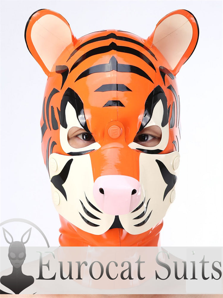 eurocat Männliche Latexhaube Gummi Fetischkleidung Cosplay Catsuits TIGERMASKE 