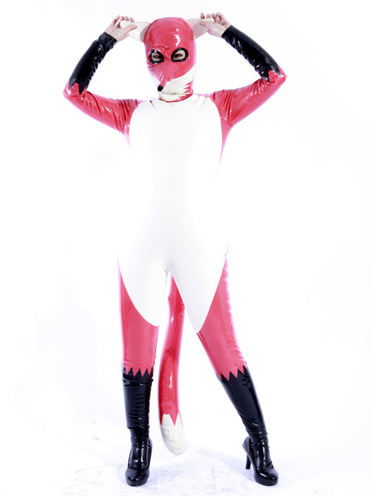 Latex Inflatable fox Catsuit hood cosplay