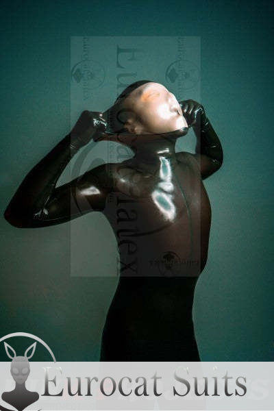 eurocat Latex-Catsuit aus Gummi für Männer mit Gesichtseinstieg