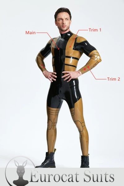 eurocat latex Male 'Blazing Gold' Back Zip Catsuit