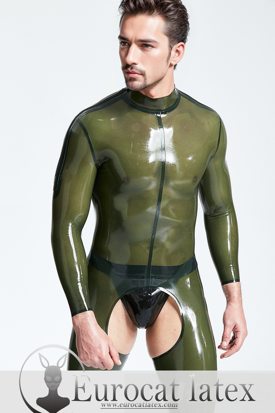 eurocat latex Male Translucent 'Chaps Look' Shoulder-zip Catsuit