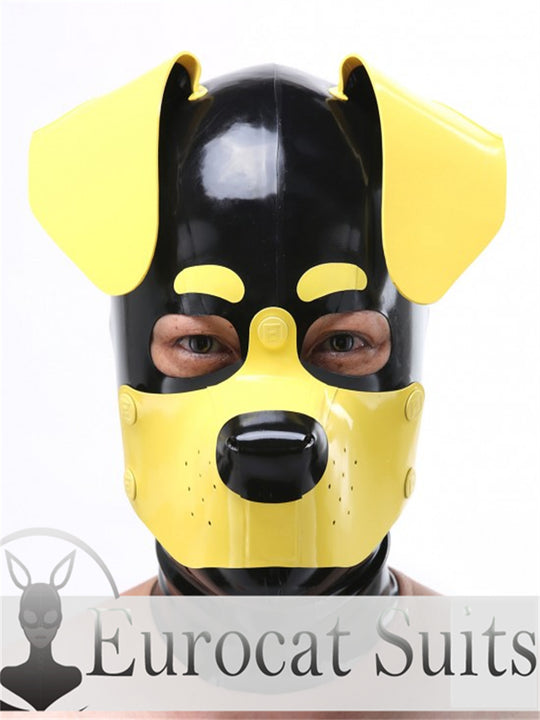 eurocat Male Latex Hood Rubber Fetish Wear Cosplay catsuits PUPPY FOLDED EARS MASK