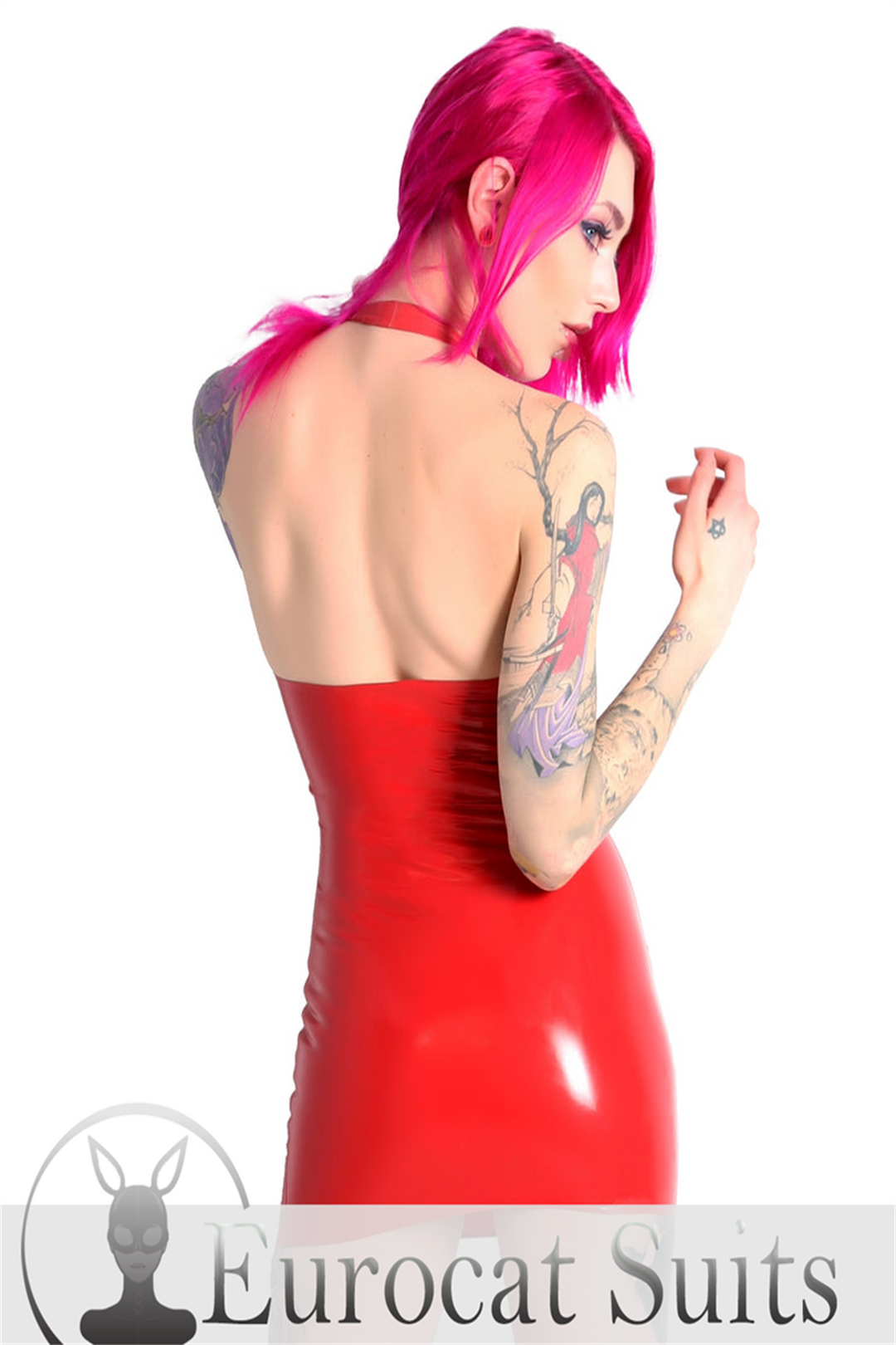 Red Mini Halter Latex Dress