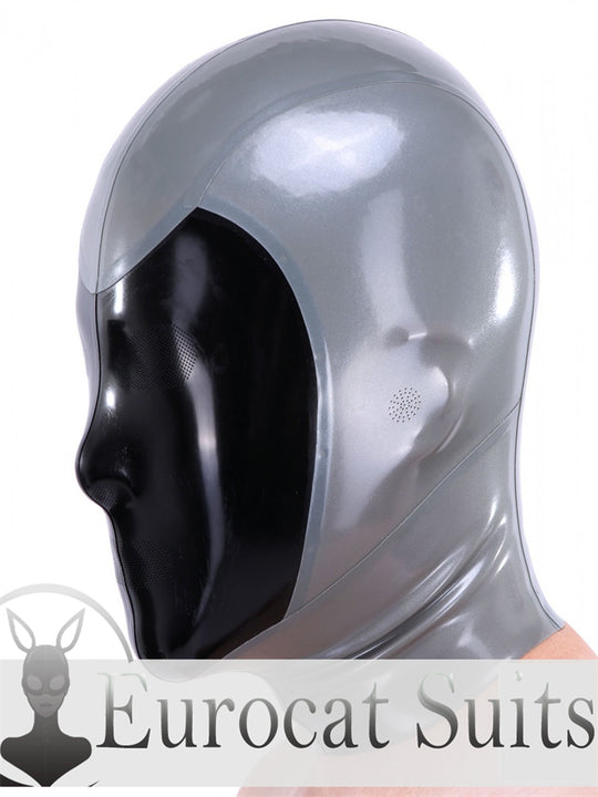 eurocat Male Latex Hood Rubber Fetish Wear Cosplay catsuits PERFORATE LASER MASK