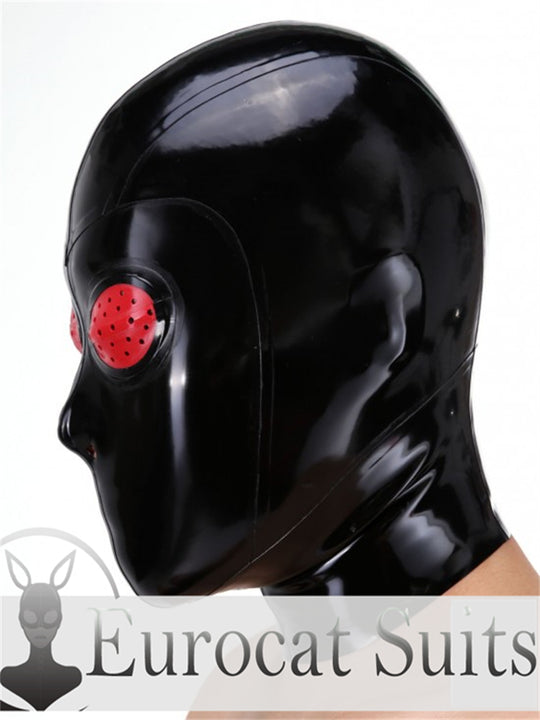 eurocat Male Latex Hood Rubber Fetish Wear Cosplay catsuits MASK FISH EYES MAK