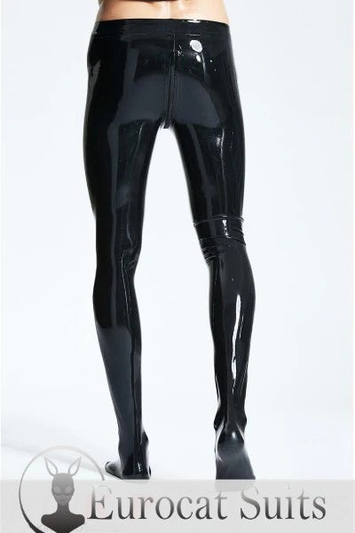latex Leggings Male Through-Zip With Feet