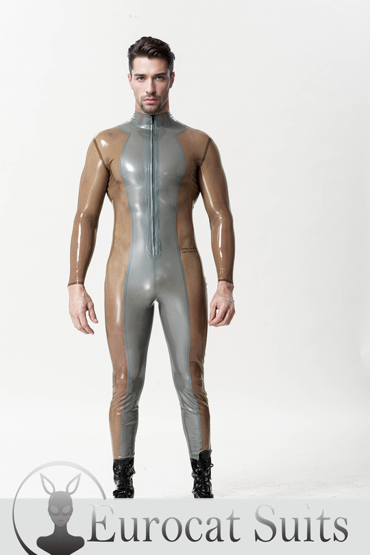 Male 'Silver Sleek' Front-zip Catsuit