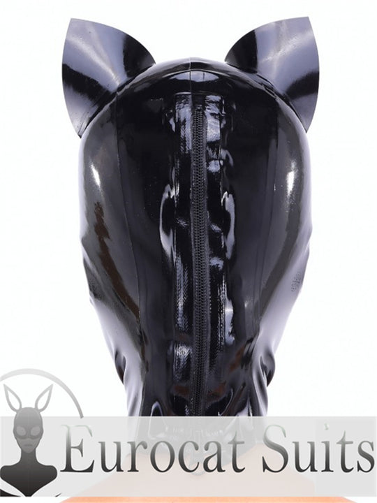 eurocat  Latex Hood Rubber CAT MASK Fetish Wear Cosplay catsuits