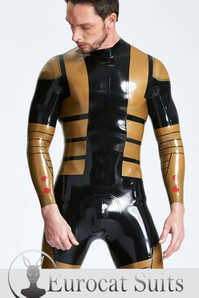 eurocat latex Male 'Blazing Gold' Back Zip Catsuit