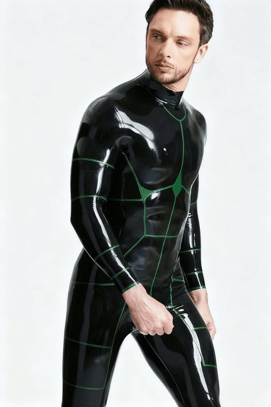eurocat latex 'Hexagonal' Back Zip rubber Catsuit
