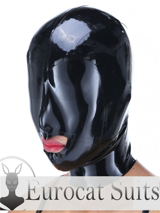 eurocat  Latex Hood Rubber Fetish Wear Cosplay catsuits LASER PERFORATE MASK