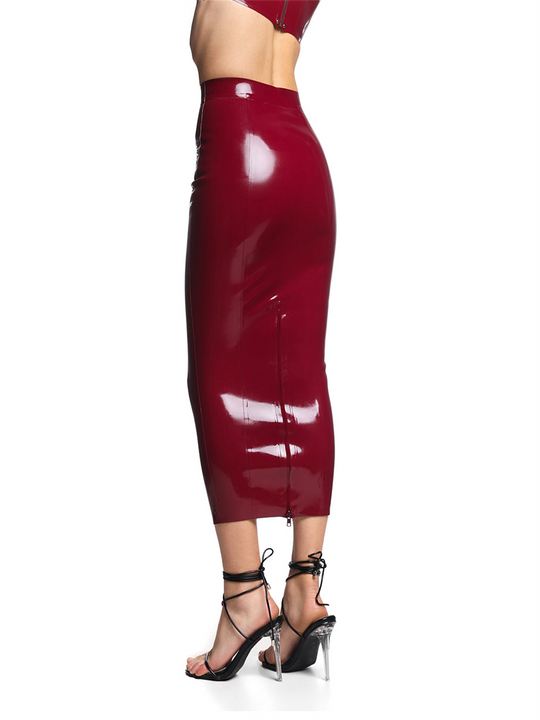 Eurocat high - waisted latex midi skirt
