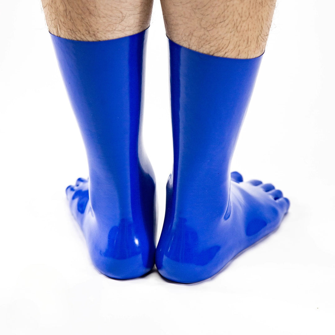 Short latex royal blue five toe socks