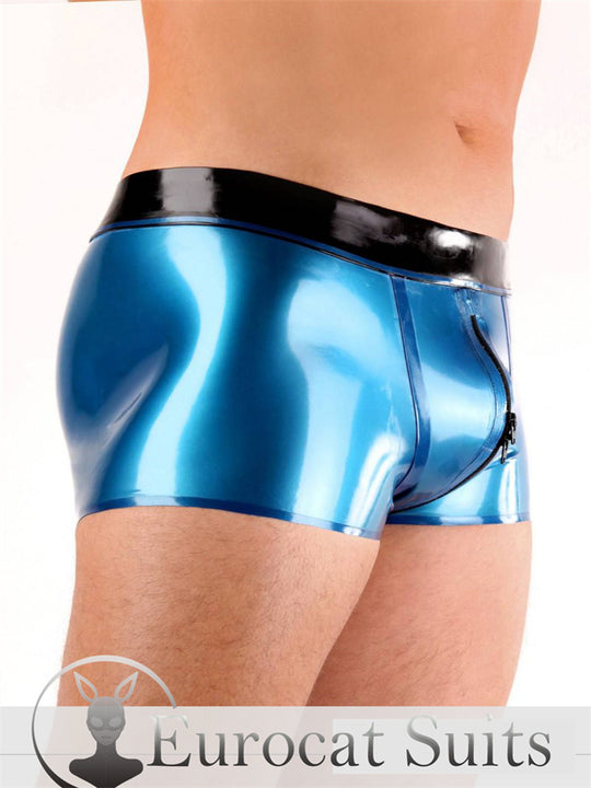 Latex short men pants rubber trousers Latex with crotch customized