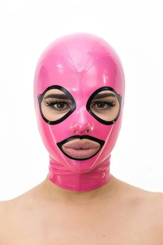 Latex Hood with Eyelashes contrast trim