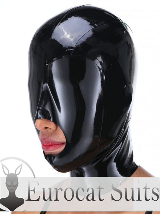 eurocat Male Latex Hood Rubber Fetish Wear Cosplay catsuits MASK BIG MOUTH