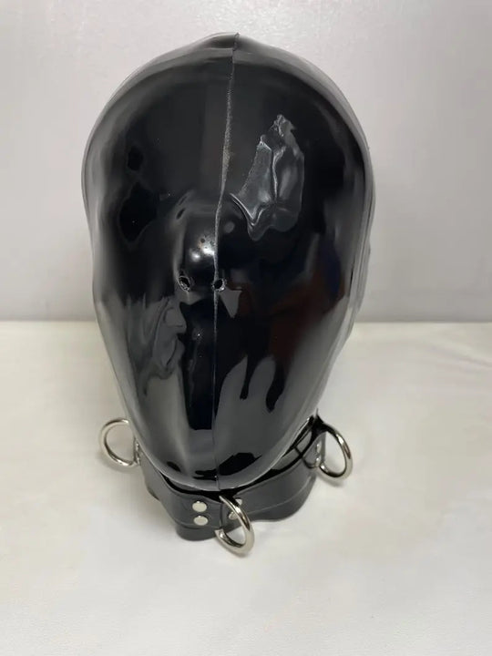 Latex Full Face Hood with No Eyes