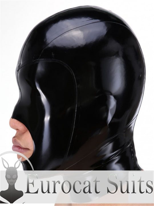 eurocat Male Latex Hood Rubber Fetish Wear Cosplay catsuits MASK BIG MOUTH