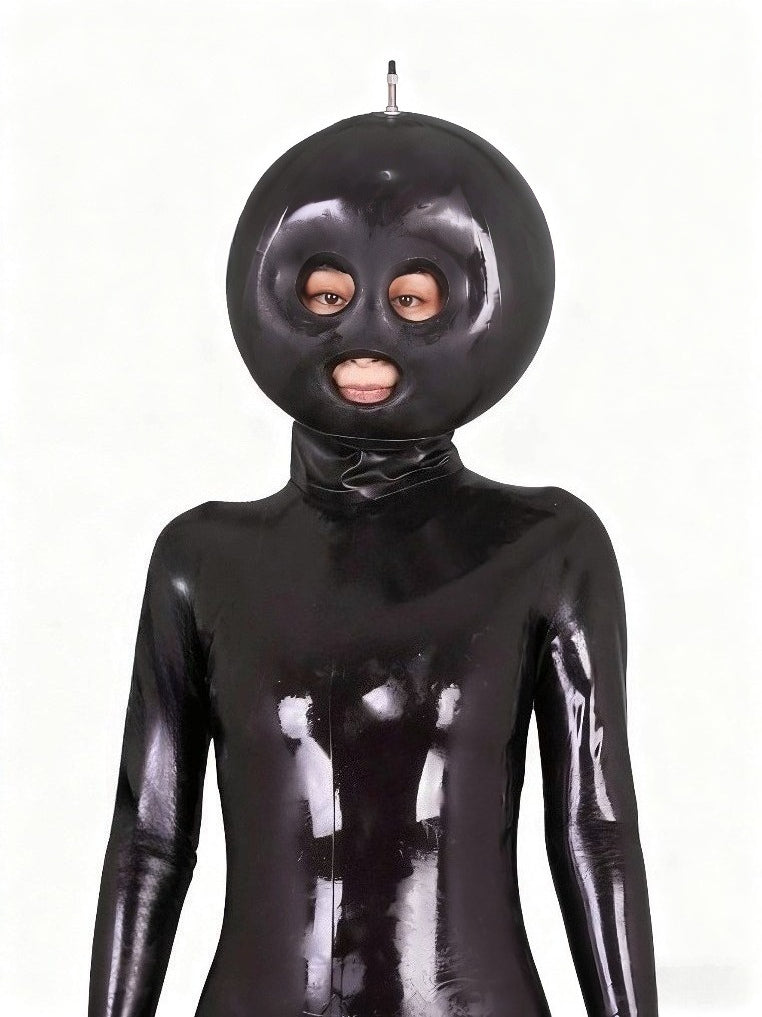 Latex Inflatable mouth eyes holes Mask Hood