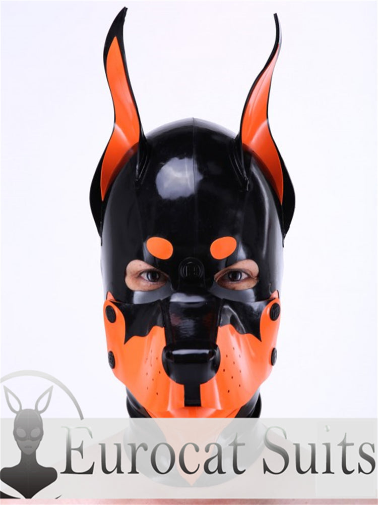 eurocat Male Latex Hood Rubber Fetish Wear Cosplay catsuits MASK