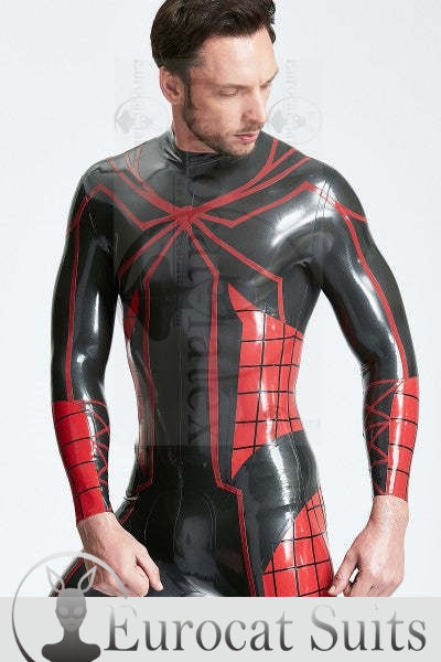 eurocat latex Male 'Tangled Web' Back Zip Catsuit