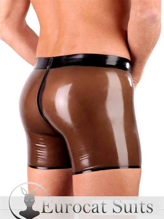 Latex short men pants rubber trousers  Black Transparent