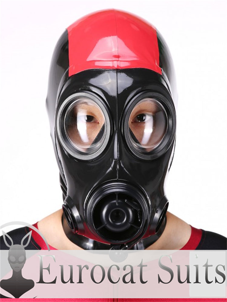 eurocat Male Latex Hood Rubber Fetish Wear Cosplay catsuits GASMASK