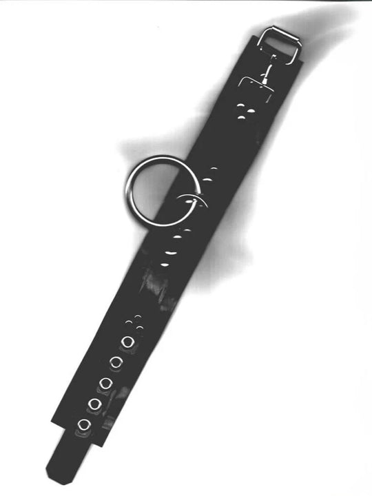 Heavyweight latex O-Ring choker with studded rivet/D-Ring Detail 'Bound Collar'