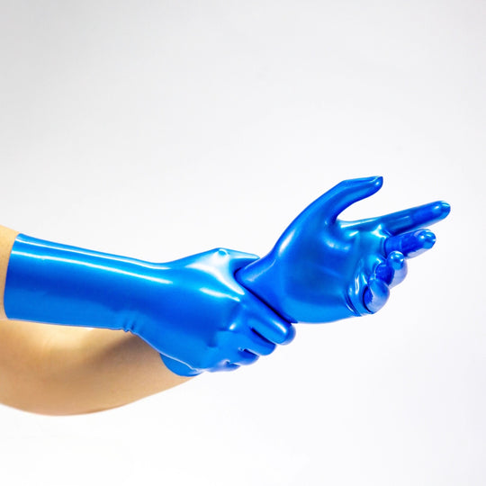 Latex metal blue gloves