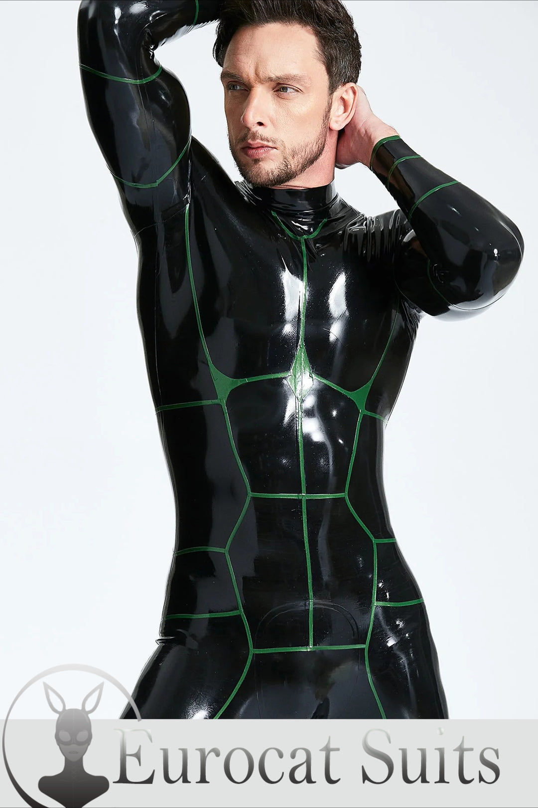eurocat latex 'Hexagonal' Back Zip rubber Catsuit