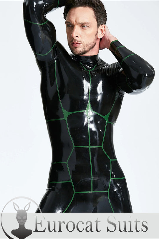 eurocat latex 'Hexagonal' Back Zip rubber Catsuit
