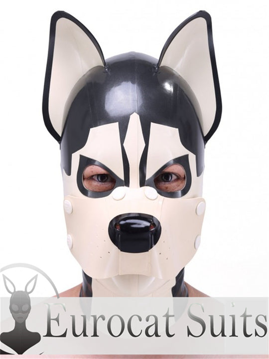 eurocat Male Latex Hood Rubber Fetish Wear Cosplay HUSKY MASK catsuits