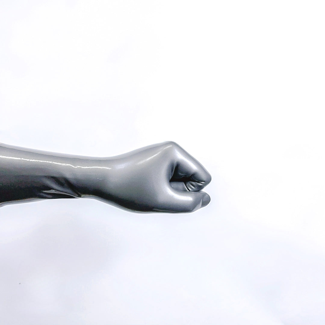 Latex metallic gray gloves
