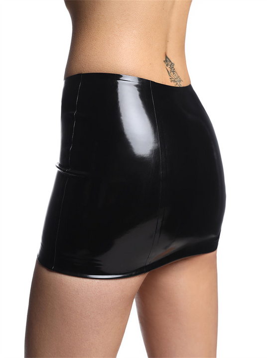Latex sexy Eurocat schwarzer kurzer Rock
