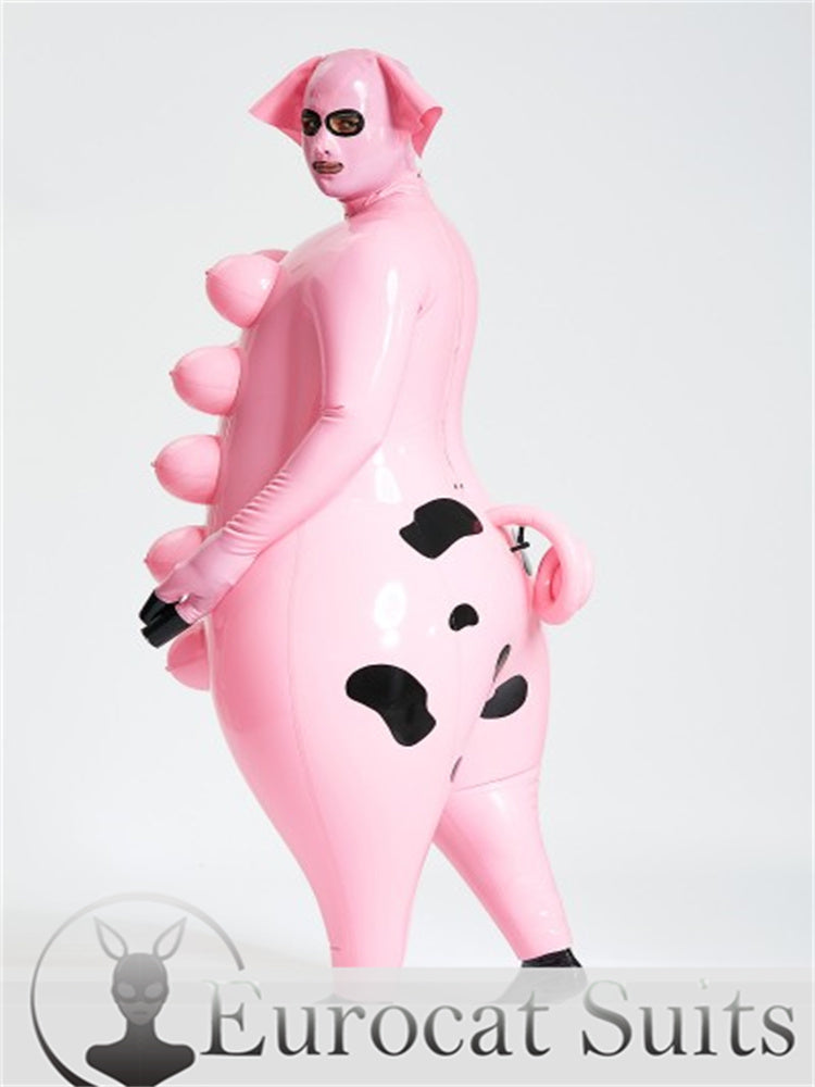 eurocat Male Latex sexy Unisex Inflatable Pig Suit main color is  Bubblegum Pink