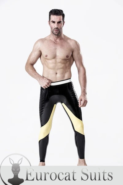 eurocat Latex Herren gepolsterte Oberschenkel Gummi-Leggings ohne Reißverschluss