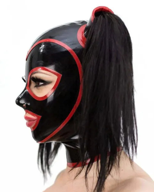 Latex Hood with Pigtails and Contrast Trim