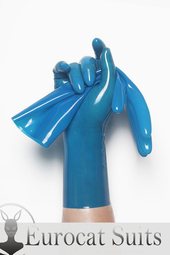 Translucent Blue Classic Short Molded Latex Gloves